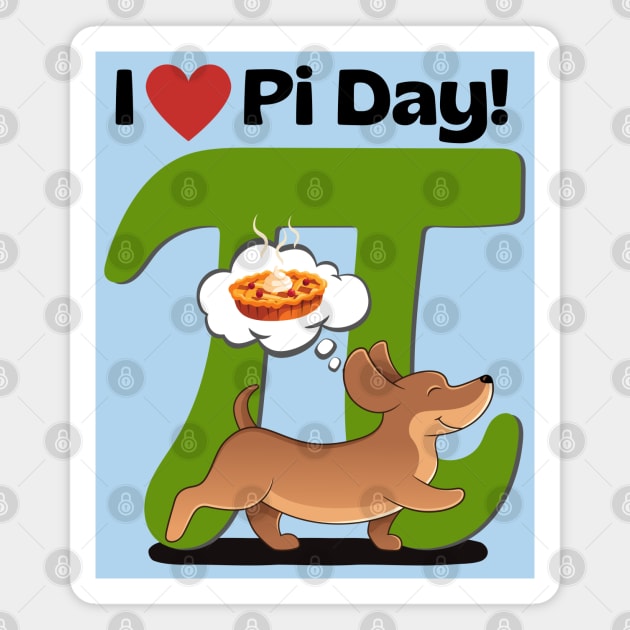 I Love PI Day Dachshund Green Magnet by Weenie Riot